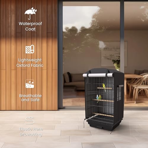 Image of Universal Bird Cage Cover Good Night Blackout Thin Lightweight Breathable Small Animal Cages Cover Pet Removable Durable Protector (Black, 35 inch H x 17.5 inch W x 14 inch L)