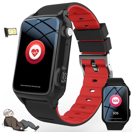 ZHZWwansuGE Reloj Anticaídas para Personas Mayores, Detección De Caídas, Alarma SOS, Videollamadas HD, Seguimiento GPS, Monitoreo De Salud, para Evitar Perderse, Se Puede Usar En Emergencias Red