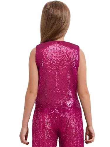 Choomomo Girls Sparkly Sequins Suit Vest Square Neck Sleeveless Wedding Pageant Party Dressy Waistcoat4