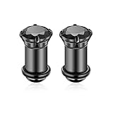 Gnoliew 2Pcs Stainless Steel Ear Gauges Tunnels Plugs Body Piercing Fixed with Rubber Band(Black5mm)