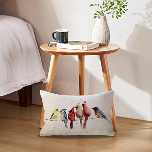 Ulove Love Yourself Watercolor Birds Decorative Lumbar Pillow Covers Lovely Birds Rest On Wire Cushion Cover Spring Home Decor Rectangular/Waist Pillowcase 12X20 Inch #TOP1