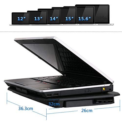 KEROLFFU 10-15.6" Office Laptop Cooling Pad (Big 2Fans Super Quiet, Double Sides Built-in USB Line, Back Feet Stand) - Thumbnail 6