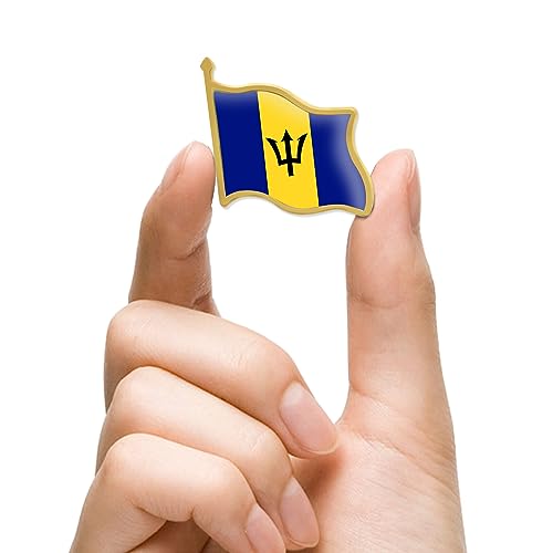 Image of 12 /24 /50 /100Pcs Barbados Flag Lapel Pins Bulk - Metal Barbadian Brooch Badge Souvenir For Men Women Clothes Bags Hats