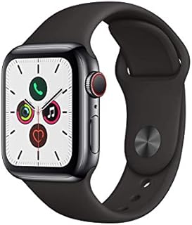 Apple Watch Series 5 40mm (GPS + Cellular) - Edelstahlgehäuse Space Grau Schwarz Sportarmband (Generalüberholt)