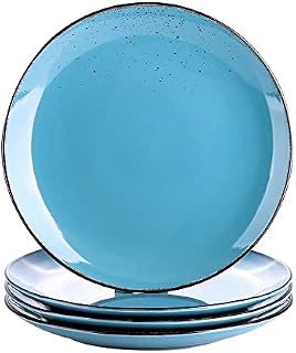 vancasso Navia Oceano Dinner Plate Set of 4, Stoneware Vintage Look Light Blue Dinnerware Tableware, 10.5 inch Snack/Salad/Fruit/Side Plate. (27 * 27 * 2.5cm)