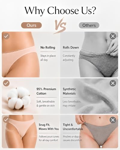 Image of READY TO LOVE Cotton Underwear Women 6 Pack Sexy Breathable Thongs Panties
