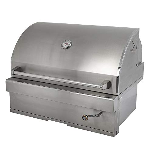 Turbo Charcoal 32 Inch Built-In Stainless Steel BBQ Grill with Charcoal Tray - Image 3