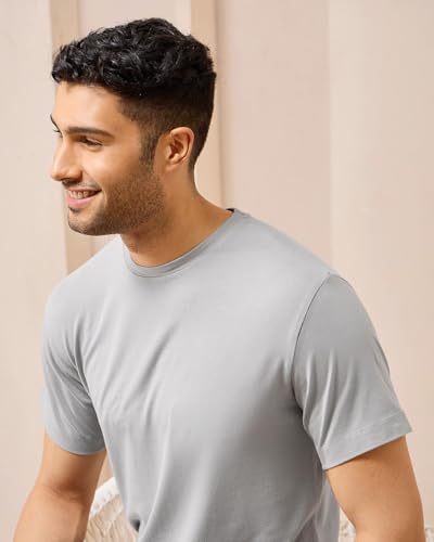 Image of Wellbi Bamboo Men's Tshirt - Ultra-Soft, Breathable & Sustainable | Premium Cotton Blend for Supreme Comfort | Stylish & Eco-Friendly T-Shirt for Men | Tshirt Men Cotton