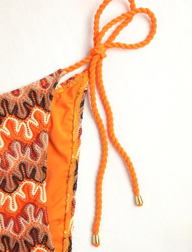 Image of ZAFUL 2 Piece Triangle Bikini for Women Knitted Rope Halter Bikini Sets Sexy Bathing Suit Side Tie Swimsuits Beachwear