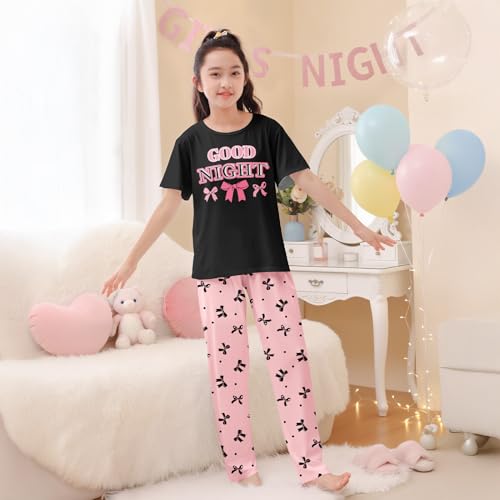 Image of FIOBEE Girls Pajamas Sets 2PCS Summer Pajama Sleepwear Kids Pjs Clothes Short Sleeve for Teen Girl Size 3-14