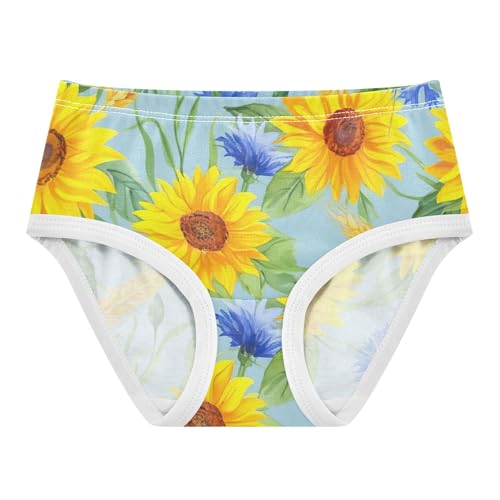 Cotton Girls Underwear Toddlers Bright Sunflowers Blue Floral Little Girl Panties Fun Print Briefs Kids Undies 2t