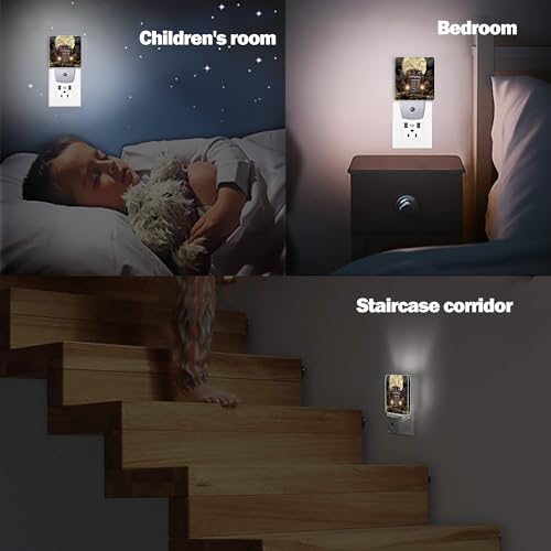 Image of Halloween Truck Night Light, Witch Cat Pumpkin Night Lights Plug into Wall Decorations for Bedroom, Bathroom, Dusk to Dawn Sensor Nightlights for Girls Women Room Gifts