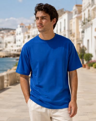 Image of Nobero 100% Cotton Oversized T Shirts for Men Stylish | Oversized Fit | Solid T Shirts for Men 180 GSM Combed Cotton | Round Neck Half Sleeve