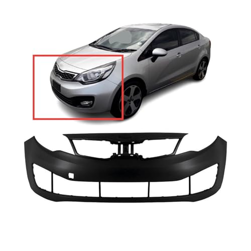 Image of FitParts Compatible with Kia Rio 2012-2015 Front Bumper Cover | Primed, With Fog Light Holes, Without Parking Sensor Holes, Sedan, Ready to Paint, OEM 865111W000, KI1000159