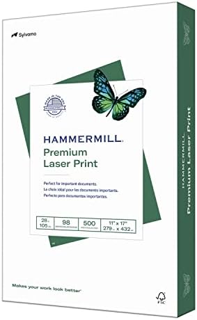 Hammermill Printer Paper, Premium Laser Print 28 lb, 11 x 17 - 1 Ream (500 Sheets) - 98 Bright, Made in the USA, 125526R