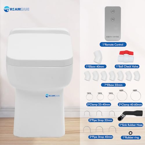 Dreamsani One-Piece Remote Control Macerating Toilet For Small Space,Dual-Flush Electric Upflush Toilet Built In 600Watt 4/5Hp Macerator Pump For Basement Toilet System thumb #4
