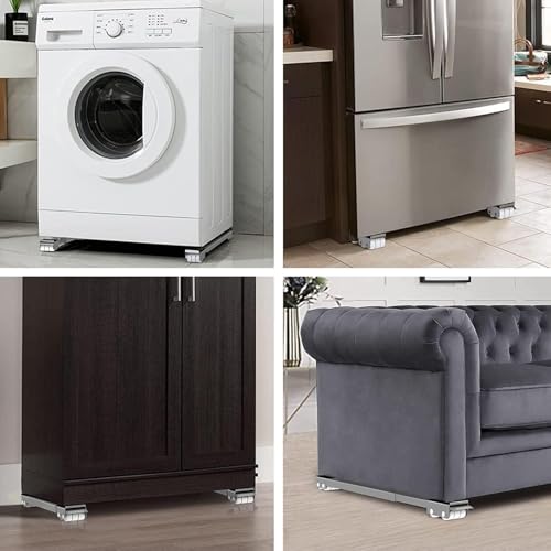 Image of Adjustable Washing Machine Stand with Wheels | Heavy Duty Refrigerator & Washing Machine Trolley | Anti-Vibration Base | Fits All Front & Top Load Machines