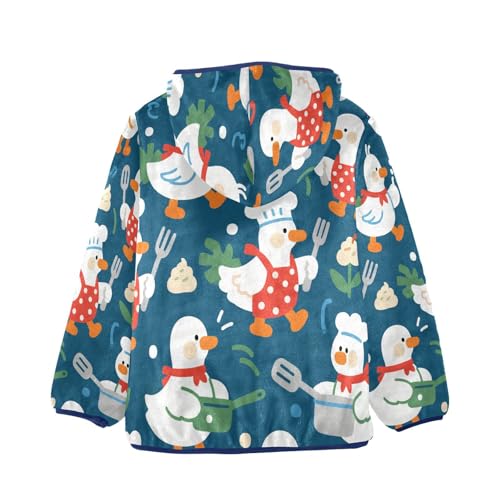 Cute Ducks Cooking in Kitchen Toddler Fleece Jacket Girl Boys Hooded Fleece Jacket Coat Warm Outwear Zip-up 3-10T2