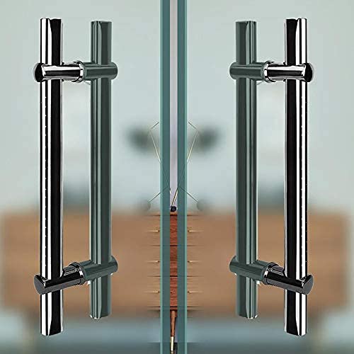 Gthtuhfd Black Door Handles, Stainless Steel Push Pull Door Handle Rectangle H-Shape Back To Back For Solid Wood, Timber, Glass And Steel Doors, Office Door,-Length 23.6 In