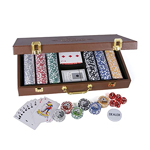 Zoocen Poker Chips Set- 300Pcs Poker Chips With Leather Case, 11.5 Gram Chips Set #TOP5