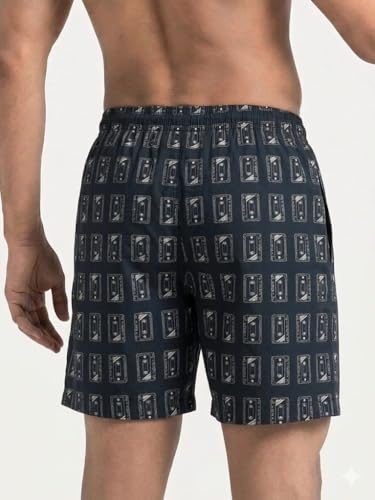 Image of Men's Cotton Boxers | Comfortable Printed Boxer Shorts for Men | Soft Breathable Lounge Boxers | Elastic Waist Relaxed Fit | Men's Sleepwear & Home Wear Boxer Shorts