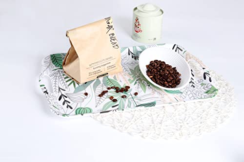 Flossolis 16.5"X11.5" Serving Tray With Handle Set Of 2 Leaf Design, Melamine Rectangular Serving Tray/Platters Stackable Sturdy And Easy Clean For Serving Food,Fruit,Desserts,Breakfast,Meals,Bpa Free #TOP7