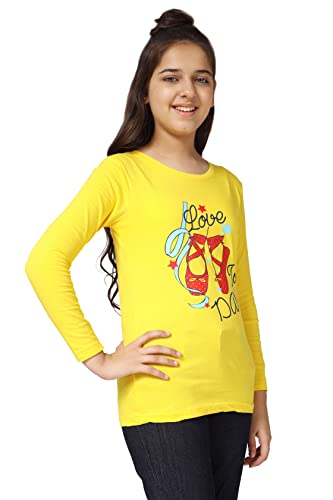Image of KYDA KIDS 100% Cotton Girls Full Sleeve Printed T-Shirt,Regular fit Round Neck Tops