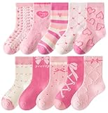 Toptim Girls' Casual Crew Socks Crew Length Kids Fashion Cotton Socks (6-9 Years, Assorted-10Pack)