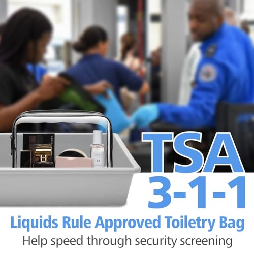 3 Pack Clear Cosmetic Bag, Waterproof Toiletry Bag with Zipper, Transparent Travel Makeup Bags, TSA Approved Clear Organizer Bags, PVC Cosmetic Pouch Case for Vacation Airport Airline Compliant3