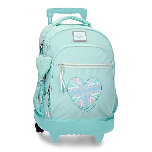 Pepe Jeans Nerea Mochila Compact 2 Ruedas Azul 32x43x21 cms Poliéster 28 9L