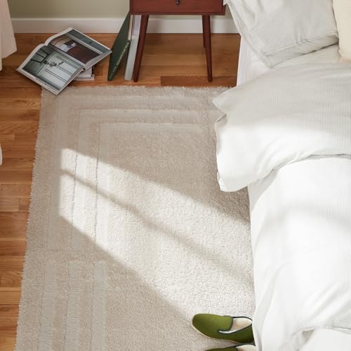 Tapete decorativo beige 144x108 cm estilo moderno miniatura 2