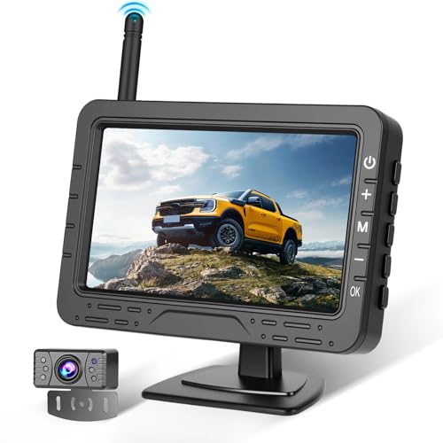 Hikity Système de Caméra de Recul sans Fil 4,3 Pouces Universel pour Petite Voiture, Fourgon, SUV, Pickup, Remorque, Kit Caméra Étanche IP68
