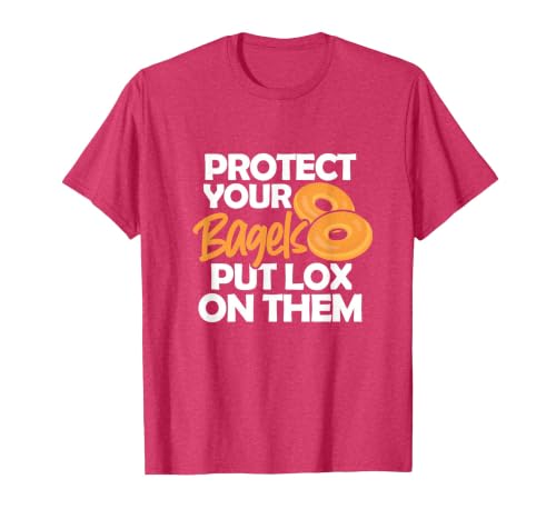 Bagel Funny Protect Your Bagels Put Lox On Them T-Shirt, Men, Red Heather, Large