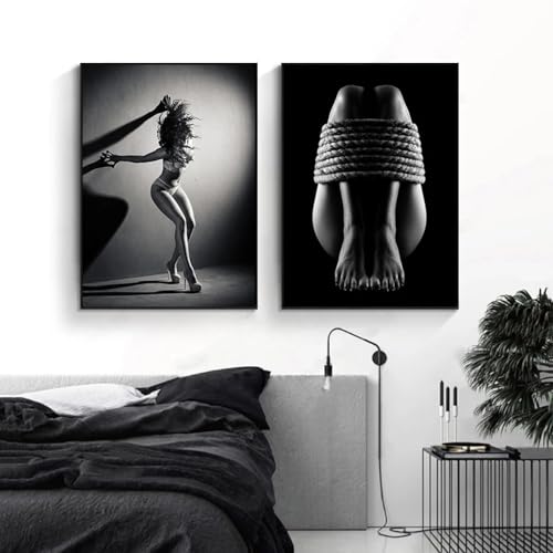Peinture femme nue verre à vin affiches de salon déco maison noir blanc fille sexy 80x110cm
