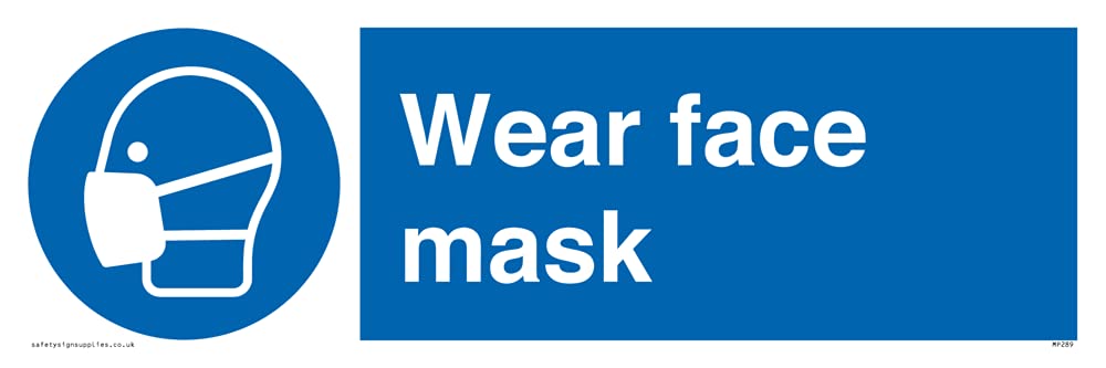 Pack of five - Wear Face Mask Sign - 300x100mm - L31
