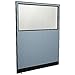 Global Industrial 60-1/4"W x 76" H Office Partition Panel with Partial Window & Pass-Thru Cable, Blue