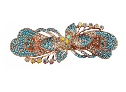 Trendsetter Pack of 1 Medium Rhinestone Gold Plated Flower Design Metal Back Clips Hair Barrettes Hair Slides Back Pin Decorative Hair Accessories for Women & Girls (blue) (B0CV776TMH) Amazon Price History, Amazon Price Tracker