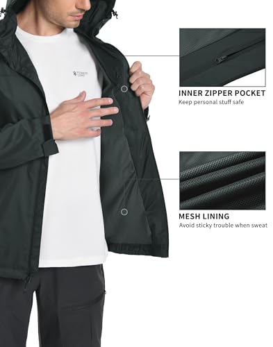 Image of Pioneer Camp Men's Rain Jacket Waterproof with Hood Lightweight Packable Raincoat Rain Shell for Outdoor Hiking Travel