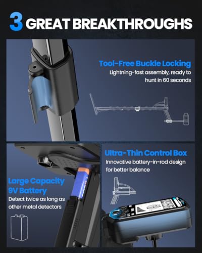 Image of Metal Detector for Adults Professional, Higher Accuracy Gold Silver Metal Detectors Kit, Intelligent NORM Mode for Beginner, 6 Modes, Advanced DSP Chip,10 inch Waterproof Coil, Larger LCD, Blue