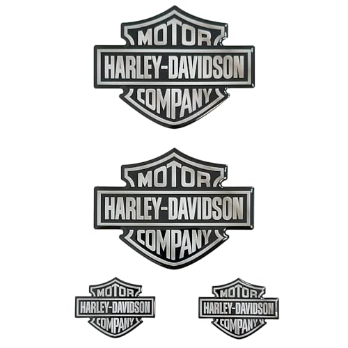4 pz. Adesivi Resinati Gel 3D Stickers Stemma Logo per Moto Scooter Casco compatibili HARLEY DAVIDSON effetto Argento