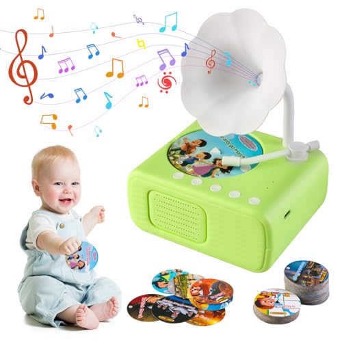 Kids Gramophone with 96 Learning Cards,Toddler Gramophone...