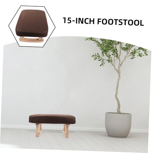 Banco reposapiés rectangular de madera PRETYZOOM con asiento acolchado de tela 5