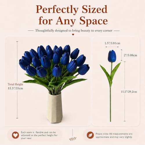 Image of Mandy's 20pcs Artificial Royal Blue Tulips