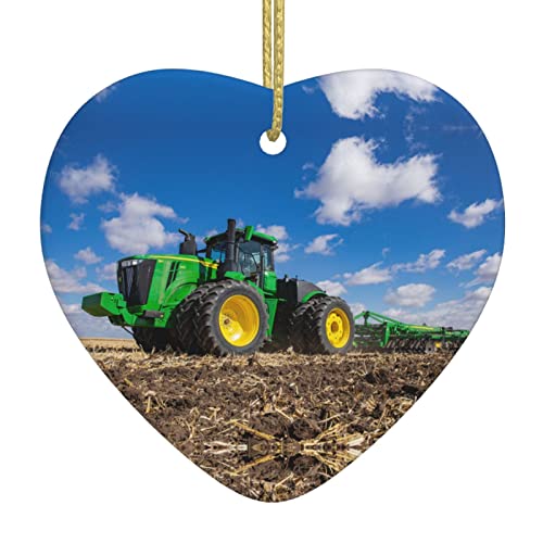 Tractor Farm - Colgante de cerámica con diseño de amor navideño, decoración del hogar