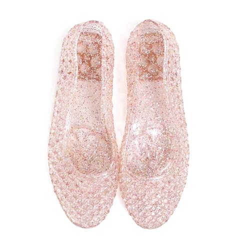 Image of Stunner Women Beach Jelly Shoes Slip On Crystal Summer Hollow Ballet Flats | Summer Cool PVC Breathable Outdoor Indoor Dressy Flat Sandals for Holiday Shopping Spa Swimming Pool