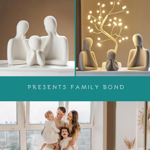 Image of Couple Family Statue | Ceramic Thinker Sculpture | Home Decor Items for Living Room Show Piece | Table Artifact (Black | Set of 3)