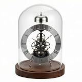 Qianly Reloj Cúpula Vidrio Movimiento Visible Reloj Numerales Numerales Clásicos Estilo Mecánico Artículo Decorativo, Plateado