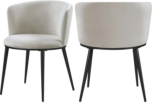 Meridian Furniture Skylar Collection Modern | Silla de comedor tapizada contemporánea con respaldo redondeado y patas de hierro resistentes, juego