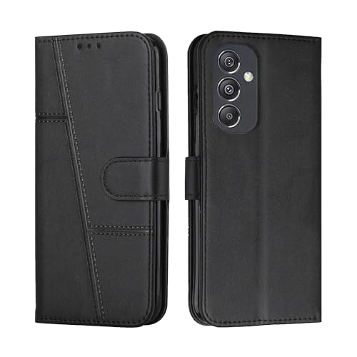 Image of Compatible for Realme 16X 5G / Realme P4R 5G / Realme Narzo 100X 5G Flip Cover Leather Finish | Inside TPU with Card Pockets | Wallet Stand | Complete Protection Flip Case Black