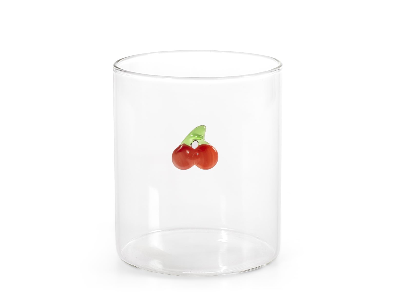 H&H, Set 6 Bicchieri in Vetro Borosilicato 42 cl con Miniature Fruttate Esterne – Ciliegie, Fragola, Uva, Limone, Pesca, Ananas – Lavabili in Lavastoviglie